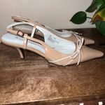 Etienne Aigner  Womens 7 Leather Florad Beige Slingback Kitten Heel Pointed‎ Toe Photo 7