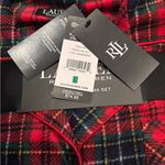 Ralph Lauren  Size Large Pajama Pant Set Red Holiday Plaid Fleece 2 Piece New Photo 3