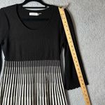 Calvin Klein Dress L Black White Round Neck Textured Crochet Sweater Dress Photo 6