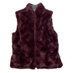 Nicole Miller Original Reversible Vest Womens Small Wine Red Faux Fur Quilted Photo 4