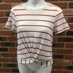 Altar'd State Twist Front Tee Sz S Short Sleeve White and Red Stripe T-Shirt Photo 2