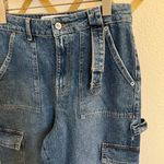 Social Tourist Ultra High Waisted Dark Wash Denim Baggy Loose Cargo Jean Pant 29 Blue Photo 1