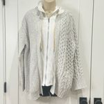 POL  Cable Knit Sweater Zip Cardigan Small Oversized Layered Gray Coastal Boho Photo 1