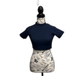 LIONESS  Stone Cold Crop Top Oxford Blue XXS Sporty Rashguard Surf Beach Photo 1