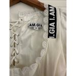 I am gia I.AM.GIA Women's White Square Neck Lace Trim Chelsey Corset Blouse Top Size S Photo 3