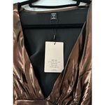 SheIn BAE Rynkad Enkel Party Dress Size XS Golden Brown Ruched Metallic Dress Photo 4