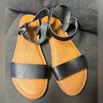 Faux Black Leather Ankle Strap and Adjustable Buckle Sandals for Women Tan Size 7.5 Photo 1