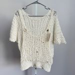 Pop Killer Los Angeles Crochet Knit Top Women's Ivory Beads Sea Shells sz S NWT White Photo 0