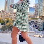 ZARA Tweed Weave Houndstooth OVERSHIRT Jacket Blazer Green/White Size XS NEW Photo 4