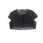 Akris  Black Chiffon Cropped Cap Sleeve Top Photo 3