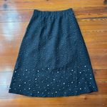 NWT Joh. Willis Black Textured A line Midi Skirt Pearl & Rhinestones Sz L 💚🎀 Size L Photo 7
