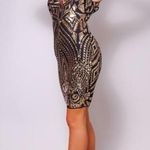 Black/ Gold Holiday Glamor Sequins Plunge V Photo 2