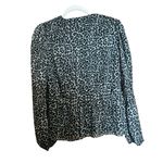 The Kooples  Peplum Top Womens 3 Large Multicolor Leopard Print Surplice Ruched Photo 5