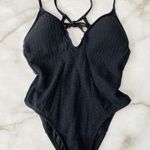 Lucky Brand Black Plunging Strappy Back One Piece Swimsuit XS Shoreline Chic New Photo 3