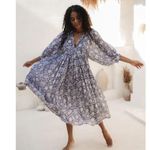 NWT Daughter's of India Kyra Midi in Blue Iris Floral Cotton Dress XXL 2XL Photo 6