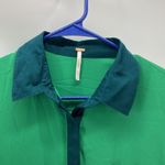 Free People  Two Tone Green Tunic Shirt longline oversized hidden button down Photo 2