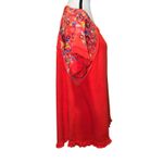 Umgee  Fiesta Linen Blend Orange Floral Embroidered Swing Shirt Oversized Size S Photo 2