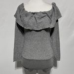 ZARA Knit Off The Shoulder Frill Long Sleeve Bodysuit Heather Grey Size Medium Photo 2