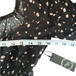 Liberty Love Black Smocked Dress Sz M Tiered Ditsy Flowers Balloon Sleeves Boho Photo 4