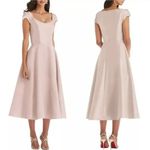 Alfred Sung New! Cap Sleeve Full Skirt Satin Midi Cocktail Dress, size 0R Photo 1