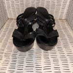 UGG  Mattie Black Leather Strappy Wedge Sandals Stacked 3" Inch Heel Platform 10 Photo 2