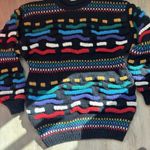 Carducci VTG 80s S Women's 3D Chunky Knit Sweater Wool Black Coogi Style Photo 5