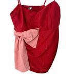Future Collective Red Pink Bow‎ Mini Dress 1X Sleeveless Holiday Party Photo 3