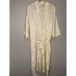 Lord & Taylor Robe Womens Ivory Satin Jacquard Floral Belted Bridal XL READ SIZE Photo 1
