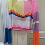NWOT Colorful crochet crop top Pink Size L Photo 1