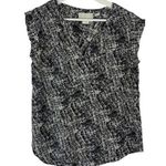Cynthia Rowley Size S Silk Blouse V-Crew Neck Pull Over Black Marbled Women’s Photo 0