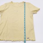 Hollister Daisy Embroidered Lettuce Hem Crop Top Baby Tee Size XS 90s Y2K Style Photo 7