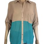 Ali & Kris Color Block Roll Tab Sleeve Blouse Photo 0