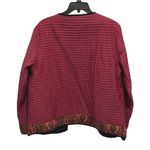 Choices Womens Embellished Quilted Open Front Blazer Jacket Multicolor Large NWT Red Photo 2