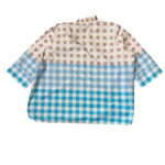 Ming Wang Top Womens 2XL Tan Blue Check Gingham Poplin 100% Cotton Tunic Ruffle Photo 7