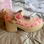 Koi Pink and Tan Platform Shoes with Heart Design Size 5 Photo 1