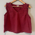 a.n.a  Women’s Burgundy Cropped‎ Sleeveless Ruffle Top 100% Cotton Large Photo 0