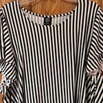 Bobeau  Vertical Stripe Flutter Sleeve Side Tie Top Black and Ivory‎ Size 3X Photo 5