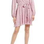 Bardot π Bellissa Long Sleeve Faux Wrap Dress Sorbet Pink Metallic Shine XL NWT Photo 2