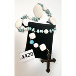 Christian prayer beads rosary beads white and turquoise beads silver cross Blue Photo 4