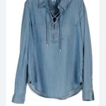 Paige Denim light blue, long-sleeved Lace-Up Shirt size small Photo 0