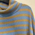 Talbots Metallic Stripe Turtleneck Sweater L Blue Tan Knit Winter Classic Preppy Photo 8
