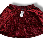 NWT Empire Velvet Skater Mini Skirt Hot Topic Junior Large Burgundy Red Flare Photo 0