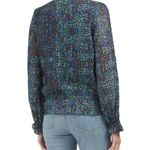 Q&A Smocked Ruffle Top Splatter Multi Print Career Blouse S Photo 2