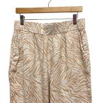 Nicole Miller 100% Linen Large Pants Zebra Print Wide Leg Elastic Waist Beachy Photo 1