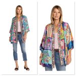Johnny Was STALLION YENA KIMONO Reversible Silk Colorful Floral Beaded Medium Photo 1