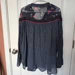 Free People Floral Cotton/Mesh Oversized Blouse S/P Blue Photo 1