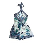 Poupette St. Barth NWT  Isabelle Viscose Satin Short Jumpsuit | Blue Marguerite S Photo 3