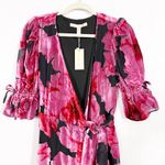 Anthropologie  X Hutch Marisol Midi Wrap Dress Floral Pink Velvet Black Photo 6