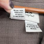 Flax brown button down front long sleeve blouse top collar 100% rayon sz medium Photo 2