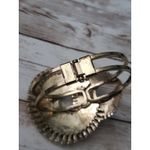 Vintage Hinged Bracelet / Bangle Gold Tone with Statement Artsy Design Photo 3